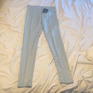 Light blue/sky blue faux leather leggings